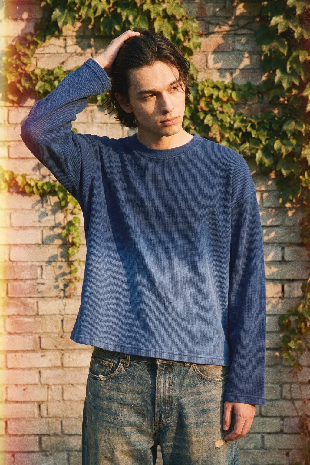 POLSTA Waffle Ombre T-Shirt – Blue