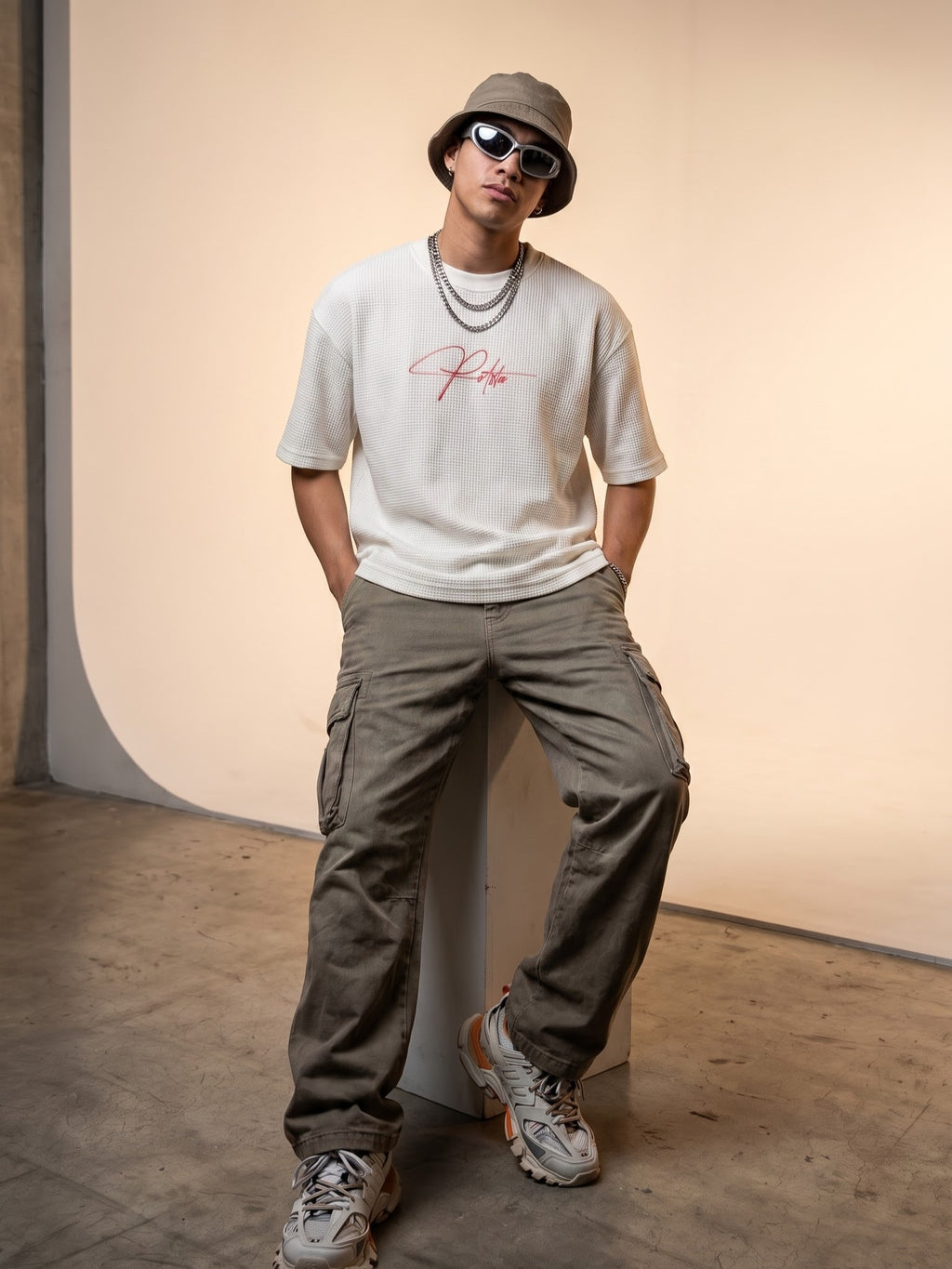 Signature Boxy Waffle T-Shirt - Off white