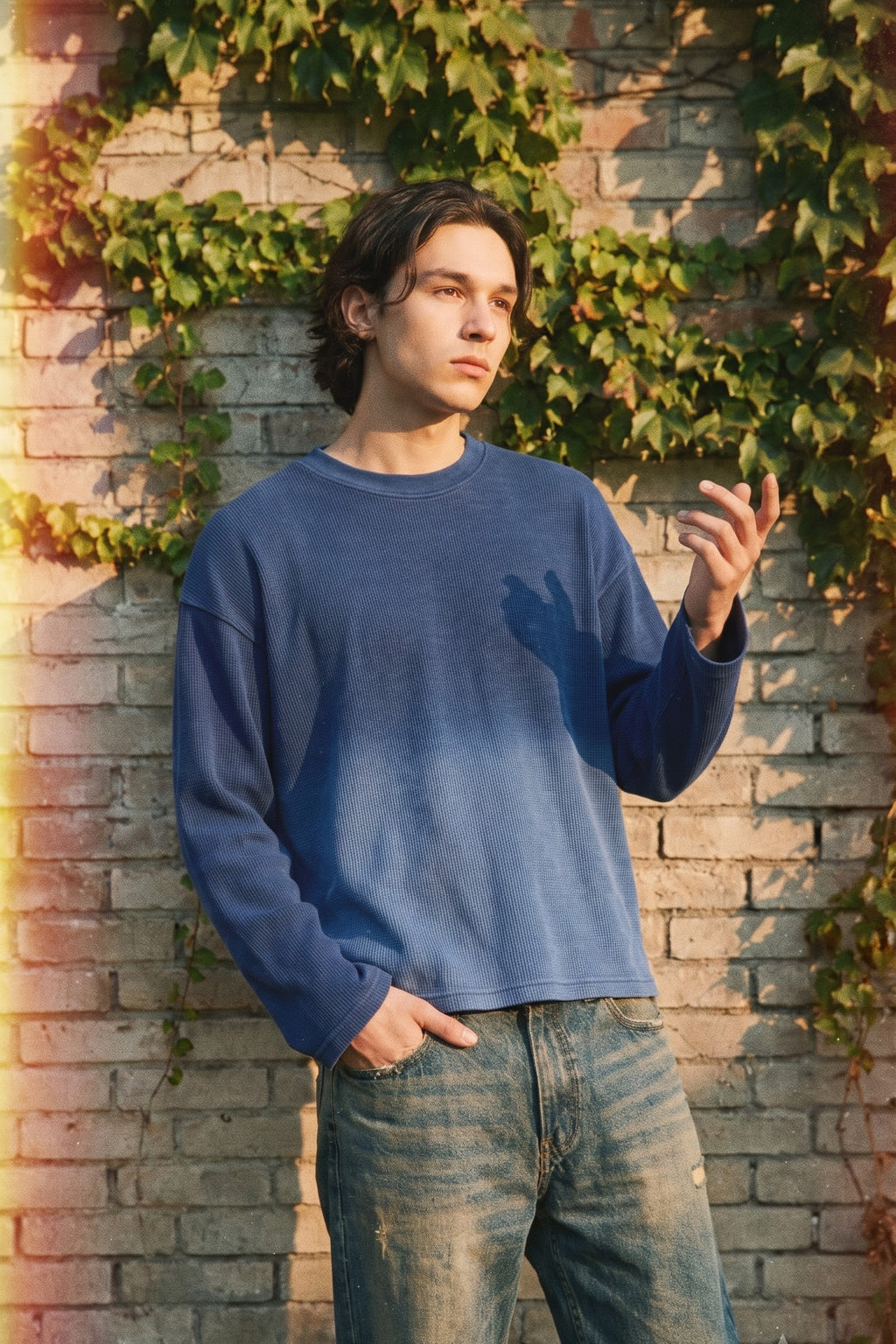 POLSTA Waffle Ombre T-Shirt – Blue