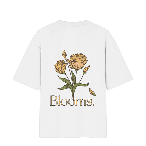 Unisex oversized cotton t-shirt with rose illustration