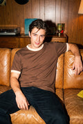 POLSTA Ringer T-Shirt – Mocha Brown & Cream