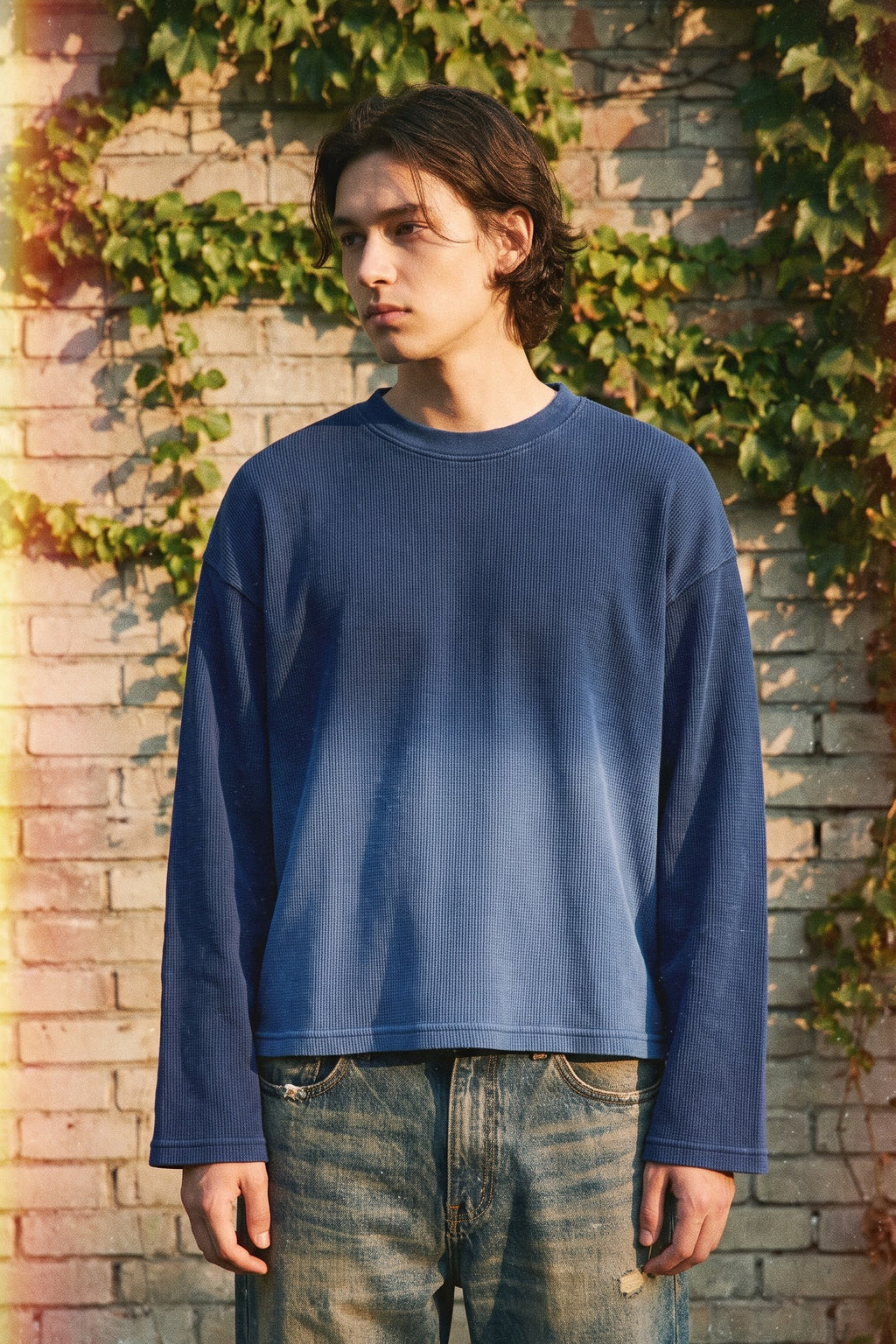 POLSTA Waffle Ombre T-Shirt – Blue