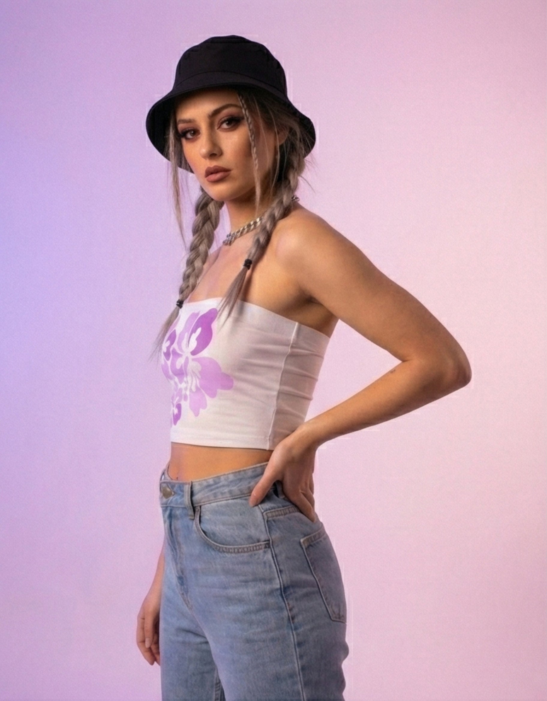 Polestarrrr "Island Girl" Floral Bandeau – Purple Edition