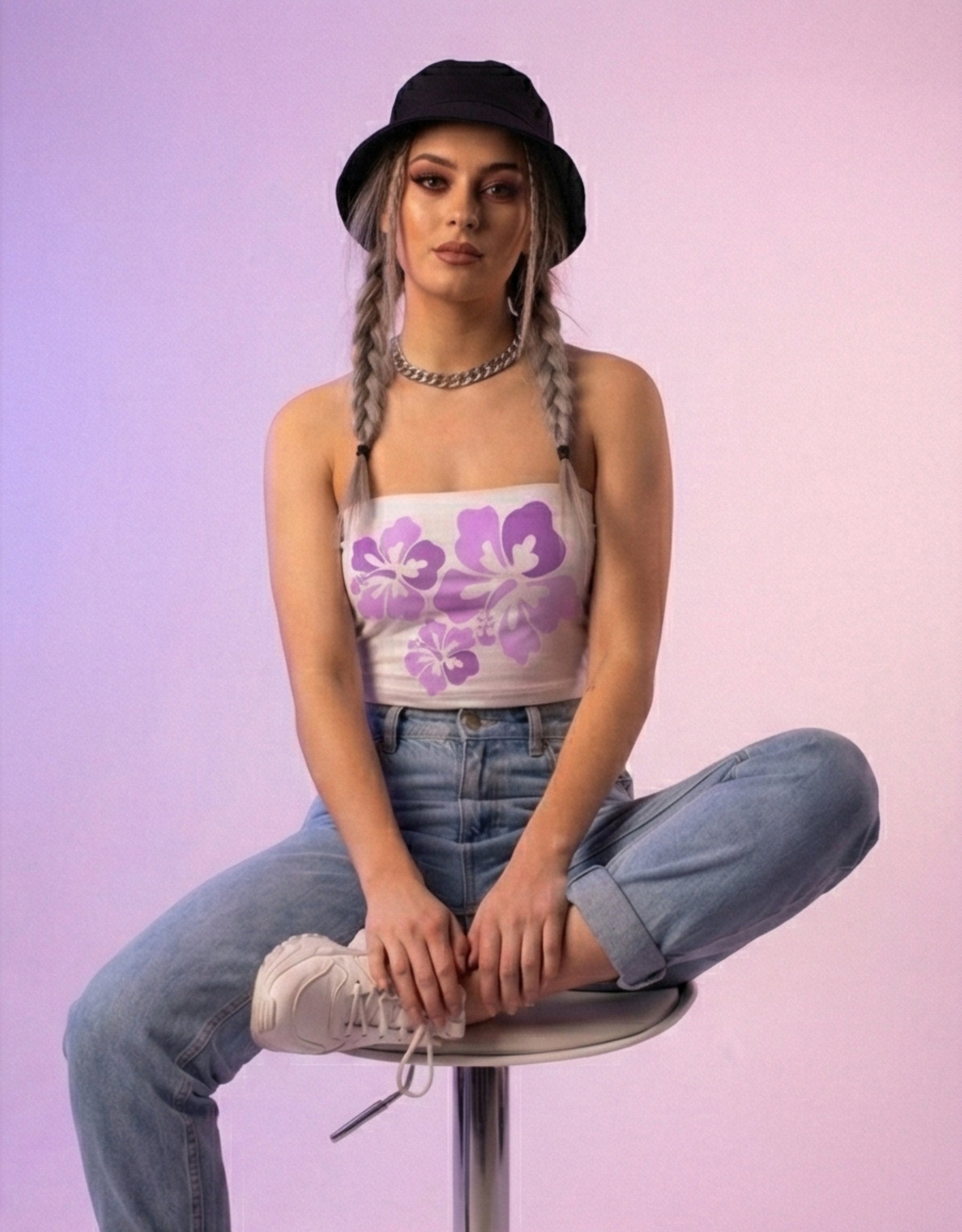 Polestarrrr "Island Girl" Floral Bandeau – Purple Edition