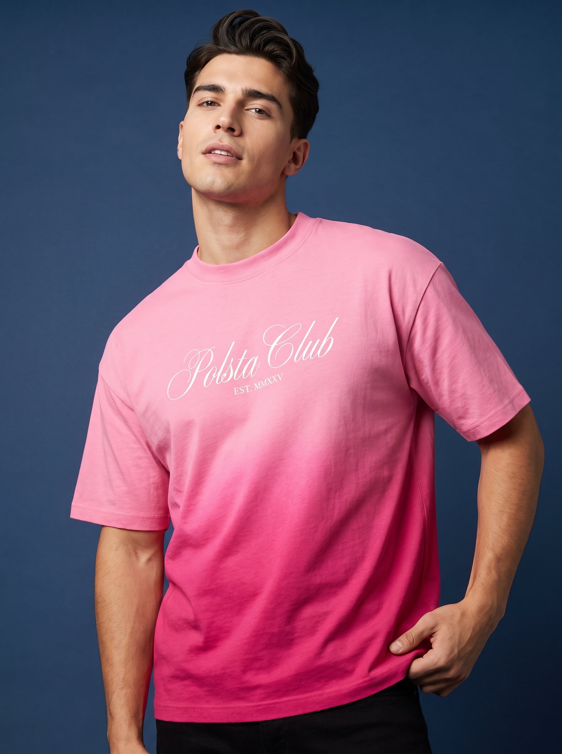 POLSTA Club Boxy Fit T-Shirt – Pink Ombre