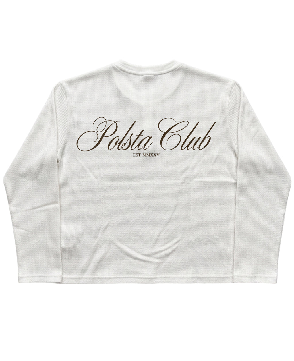 White Henley waffle knit Back Design