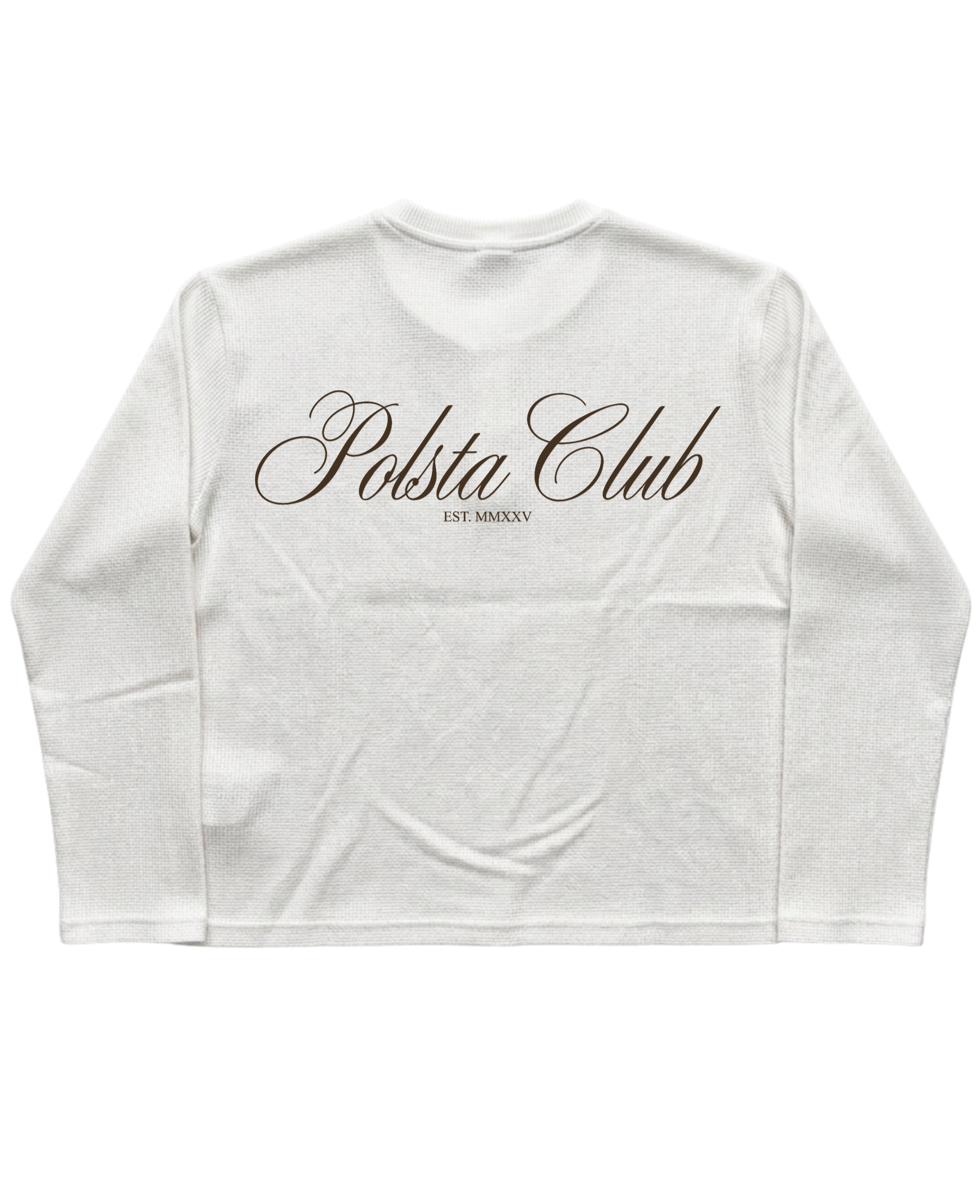 White Henley waffle knit Back Design
