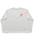 White Henley waffle knit Front Design