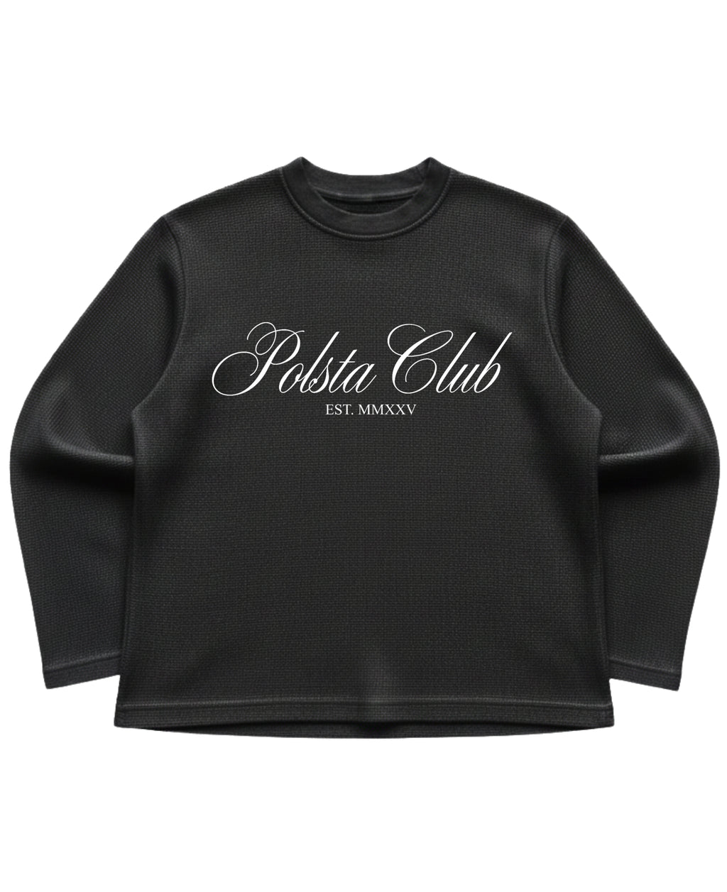 Black waffle knit oversized full-sleeve Front Design