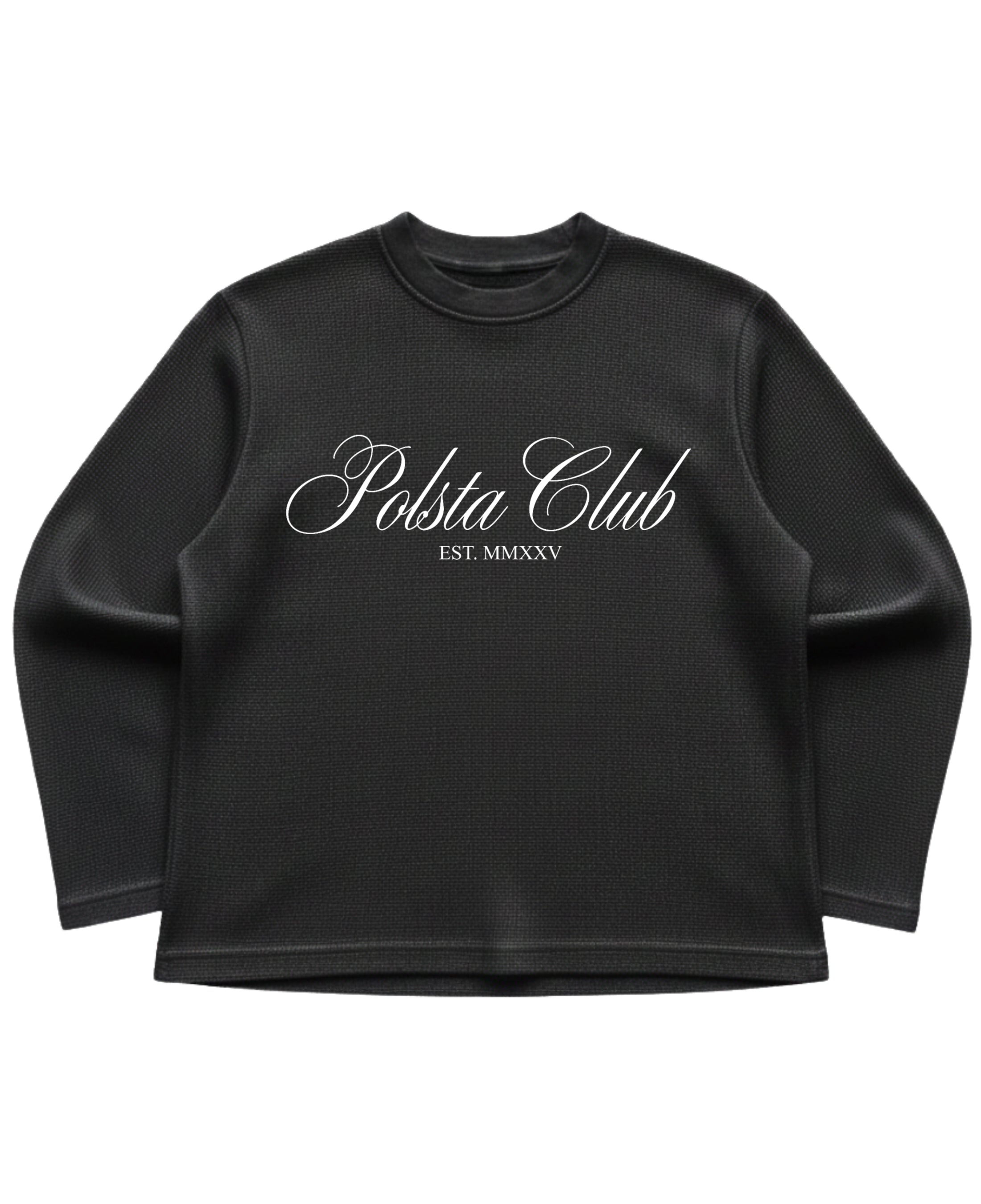 Black waffle knit oversized full-sleeve Front Design