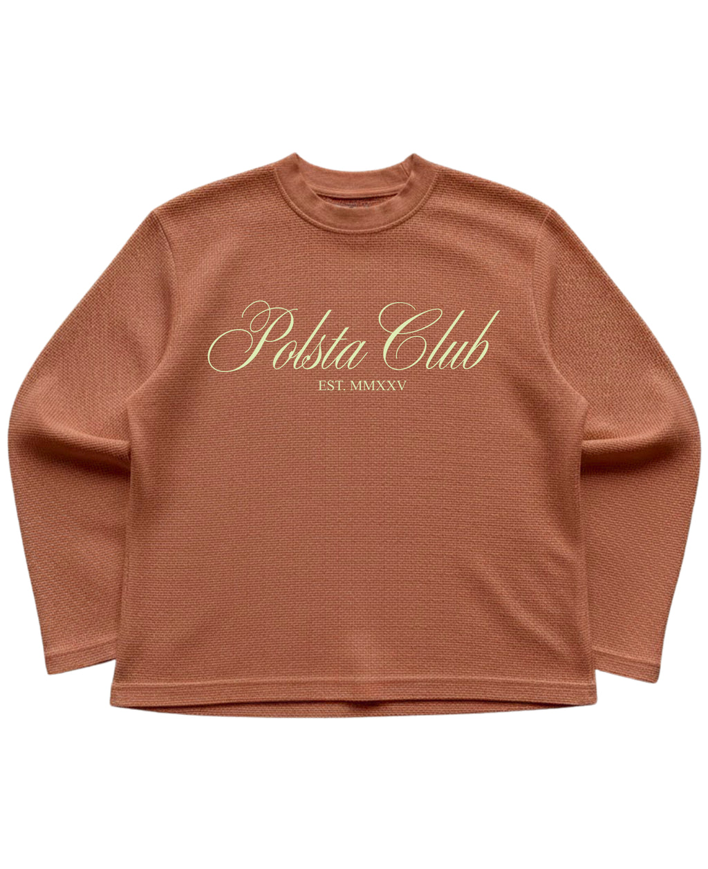 Brown waffle knit oversized full-sleeve Front Design