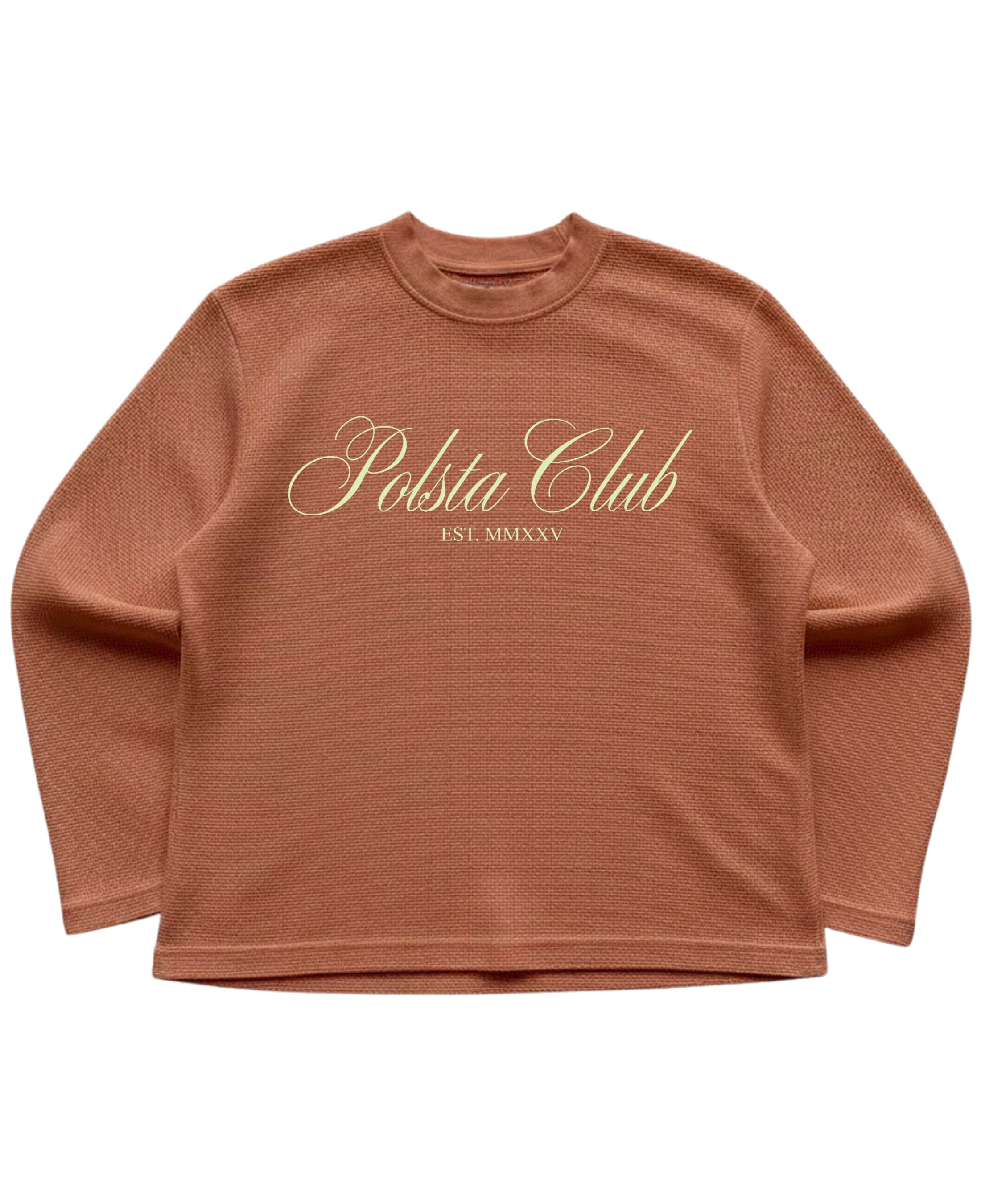 Brown waffle knit oversized full-sleeve Front Design
