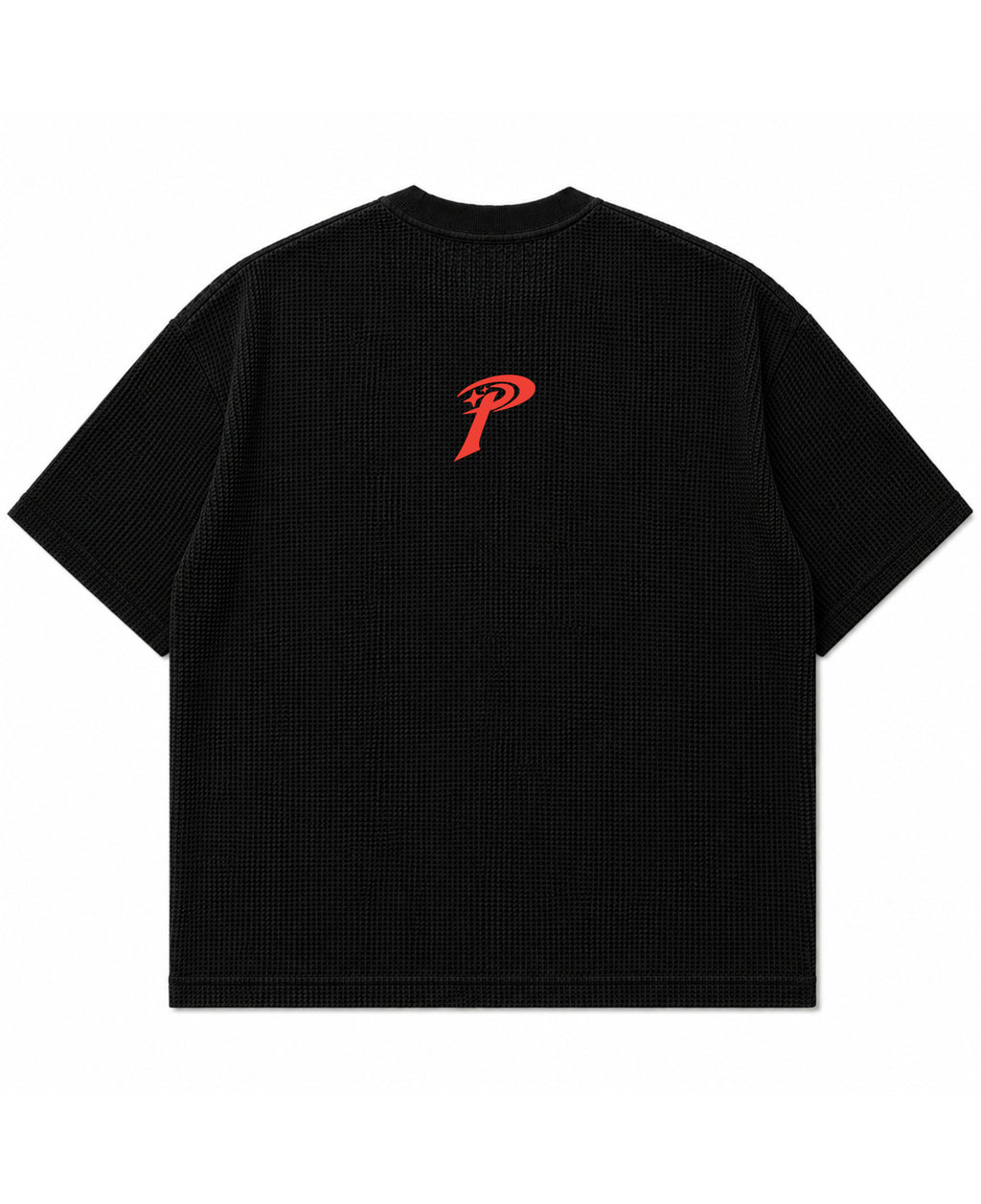 Black waffle boxy fit Back Design