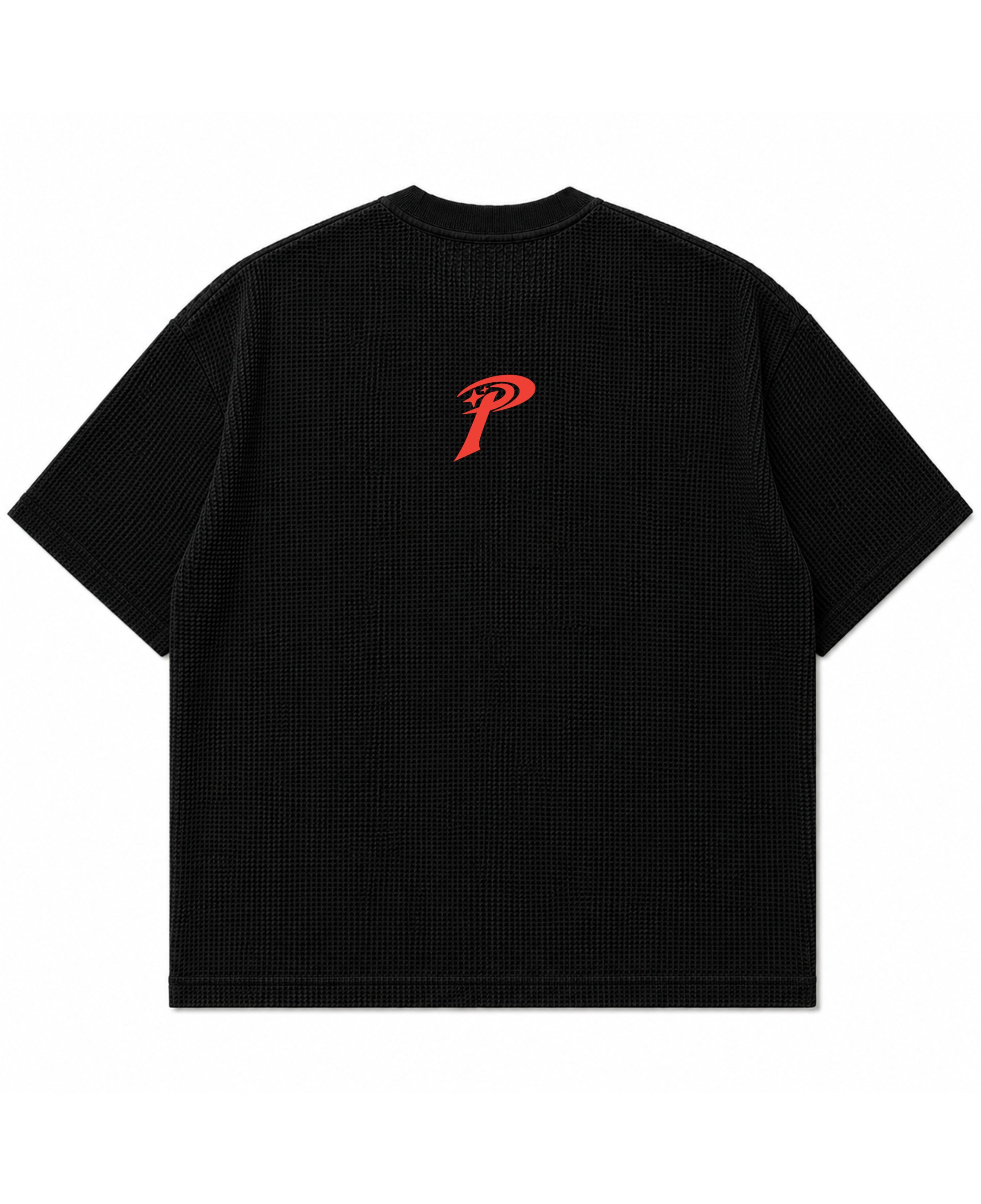 Black waffle boxy fit Back Design