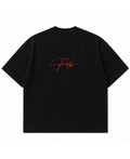 Black waffle boxy fit Front Design