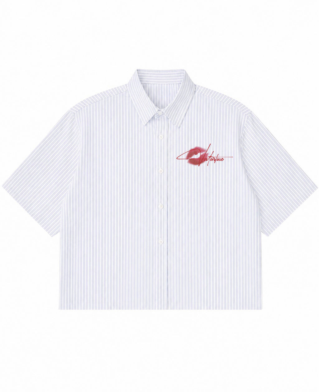 Blue Striped Oxford Boxy Shirt Front Design