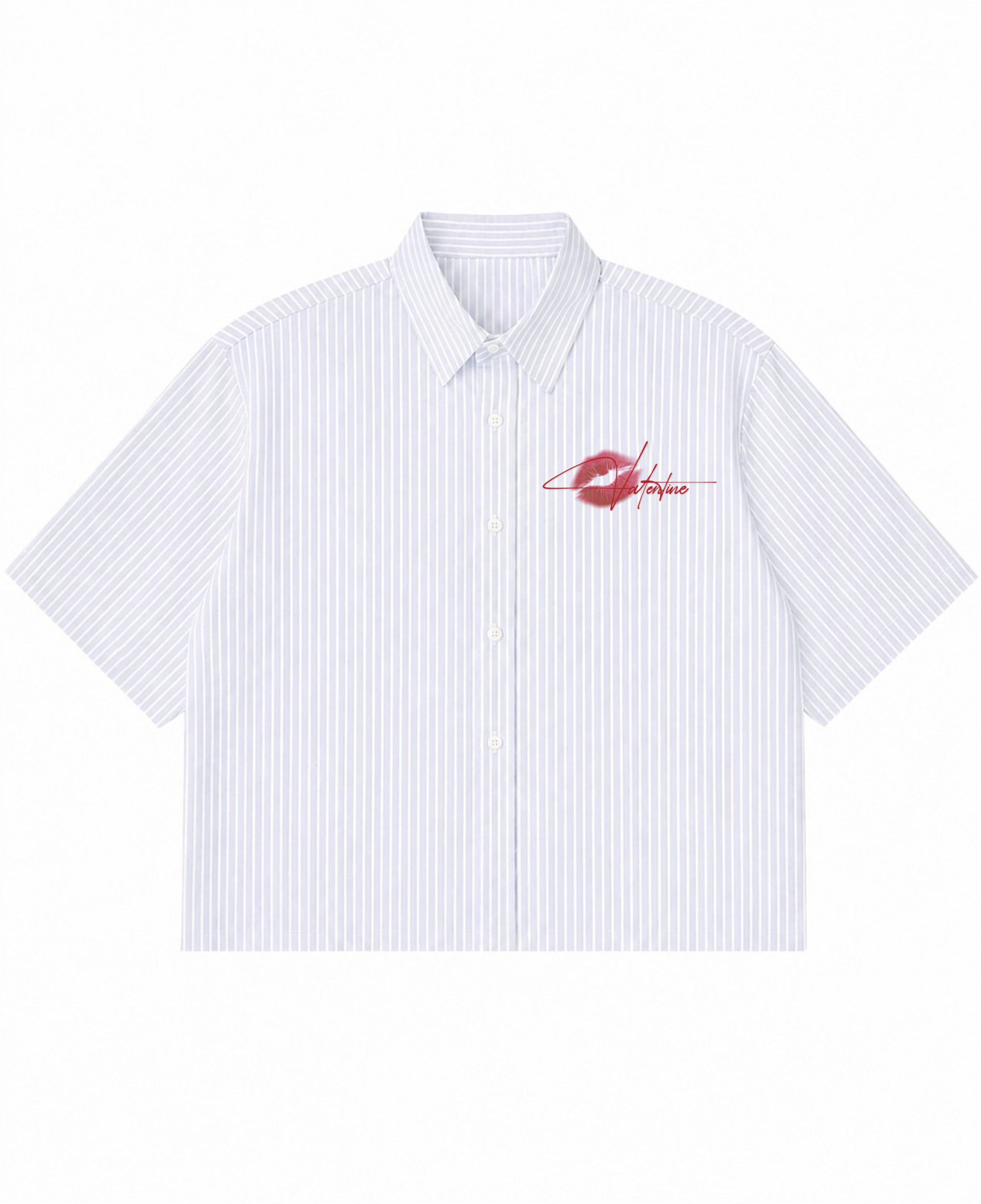 Blue Striped Oxford Boxy Shirt Front Design