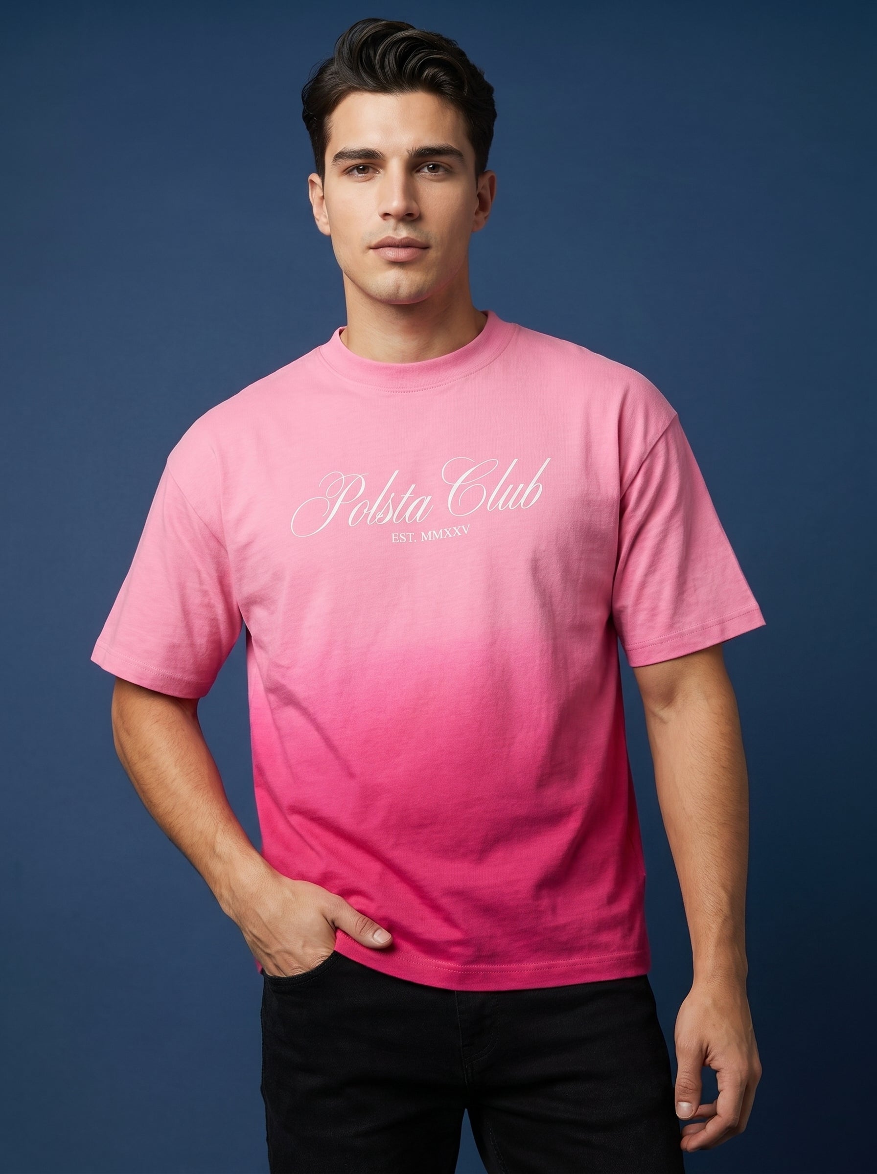POLSTA Club Boxy Fit T-Shirt – Pink Ombre