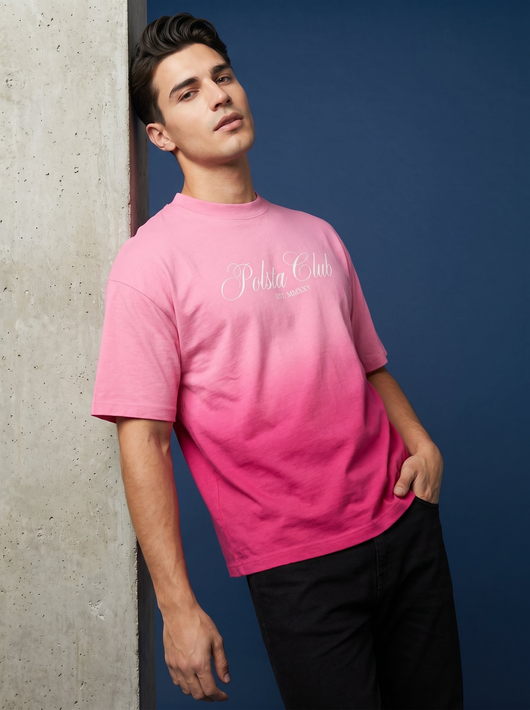 POLSTA Club Boxy Fit T-Shirt – Pink Ombre