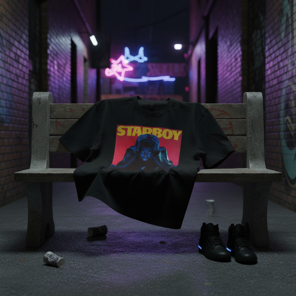 The Weeknd "Starboy" Edition – Oversized T-Shirt in urban setting